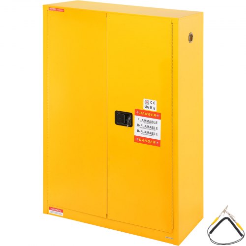 VEVOR Sicherheitsschrank für brennbare Flüssigkeiten, 45 Gal, Lagerschrank für brennbare Flüssigkeiten aus kaltgewalztem Stahl, 42,9 x 18,1 x 65,2 Zoll, explosionsgeschützt, mit 2 verstellbaren Regale