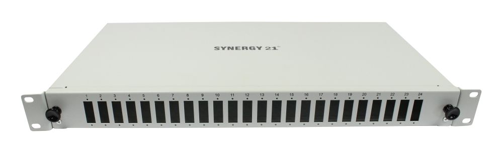 LWL-Patchpanel 24xSC-Duplex-Buchsen, 19″, OS2, 9/125u Singlemode, Lichtgrau, Synergy 21,