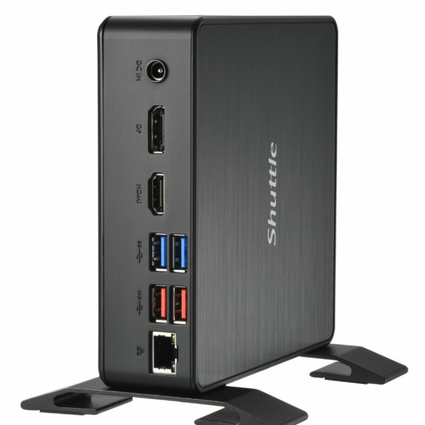 Shuttle XPC Nano PC NC40U3, Intel Core i3-1215U, 1x HDMI, 1x DP,1xUSB-C/DP, 6x USB3.2, 1x 2.5″ bay, 2x M.2, 1x LAN, RAID, 24/7 Dauerbetrieb, inkl. VESA & Stand
