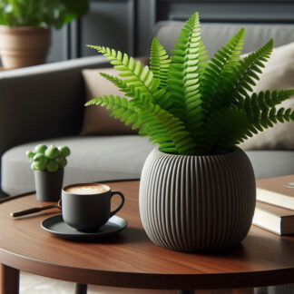 Blumentopf mit Rillen-Design, 3D gedruckt