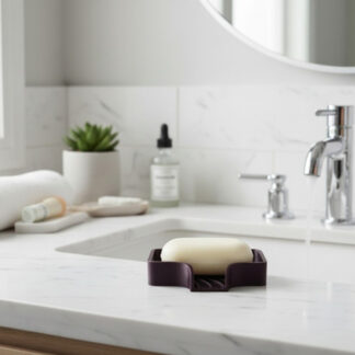 3D gedruckt – Geschwungene Seifenschale mit Ablaufkanal, 120 × 93 × 23 mm