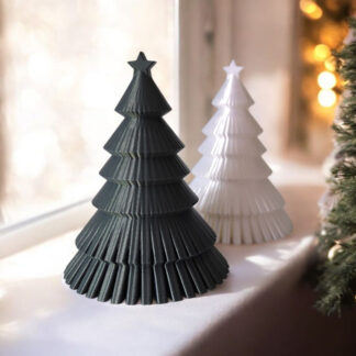 EXCLUSIVE Modernes, geripptes Weihnachtsbaum-Dekor mit Sternspitze — 127 × 101 × 101 mm — 3D gedruckt