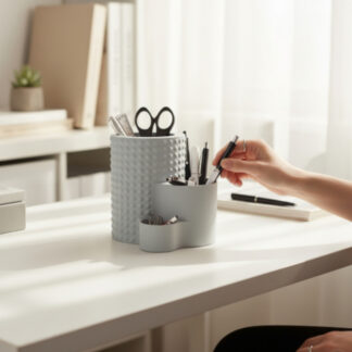 Moderner Schreibtisch‑Organizer mit Punktemuster, 3D gedruckt – 127 × 126 × 120 mm