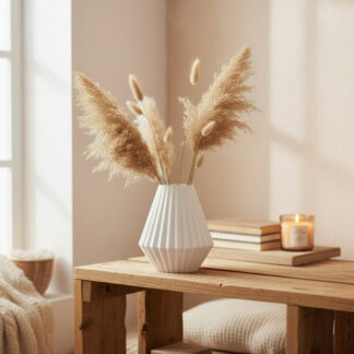 EXCLUSIVE – Geometrische gerippte Vase, 3D gedruckt, 160 × 148 × 148 mm