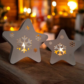 Twinkle Snowflakes – LED-Teelicht-Sterne, 130 × 125 × 50 mm — 3D gedruckt