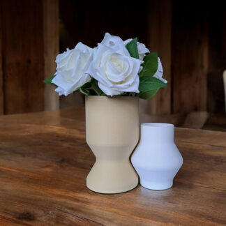 Interlocking Two – Minimalistisches Vasen-Set, 3D gedruckt (160×93×93 mm & 110×94×94 mm)