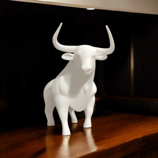 Bull – 3D gedruckt Skulptur aus PLA, 151 × 117 × 81 mm, Weiß