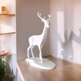 Skulptur „The Stag“ – 3D gedruckt, Weiß, 189×139×81 mm