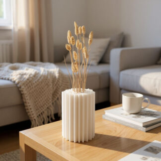 Korallen‑Vase für Trockenblumen, 3D gedruckt — 161 × 121 × 122 mm (PLA, Vanilleweiß)