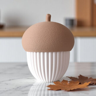 Gerippter Eichelbehälter, 3D gedruckt – LED-Teelicht kompatibel (185 × 135 × 135 mm)