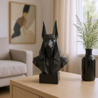 Sculpture #37 – Low Poly Anubis Büste, 3D gedruckt (250×175×123 mm)