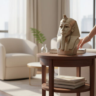 Pharao-Büste 3D gedruckt – 201 × 159 × 148 mm – PLA, champagnerfarben