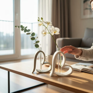 Herzförmige Vase mit Teströhrchen, 3D gedruckt – 136 × 128 × 50 mm (passt für 150 × 20 mm Teströhrchen)