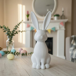 Moderner geriffelter Osterhase, 3D gedruckt — 250 x 141 x 95 mm, PLA weiß