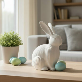 Osterhase Dekofigur — 3D gedruckt (199 x 153 x 112 mm) — PLA, weiß/mint
