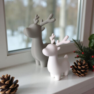Niedliche minimalistische Weihnachts‑Rentier Deko 3D gedruckt — 34 x 45 x 59 mm