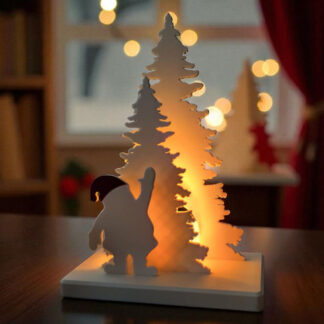 Santa Claus Deko-Szene mit LED-Teelichthalter, 3D gedruckt — 185 x 99 x 15 mm