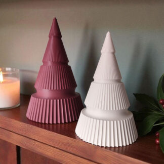 Minimalistisches geripptes Weihnachtsbaum-Duo 3D gedruckt — 74 x 74 x 117 mm