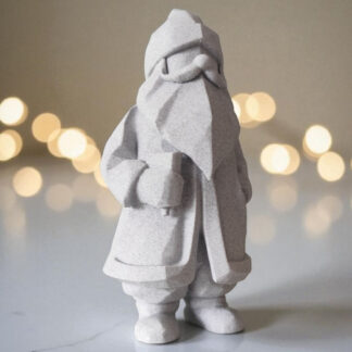Minimalistische Weihnachtsmann-Figur, 3D gedruckt – 42 x 37 x 86 mm – PLA Marmorgrau