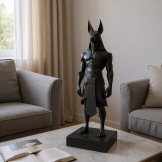 Sculpture #38 – Minimalistische Low-Poly-Anubis-Statue, 3D gedruckt (29 x 29 x 83 mm)