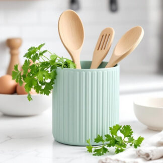 RibWeave – Hygge gerippter Utensilienhalter, 142 × 143 × 163 mm, 3D gedruckt