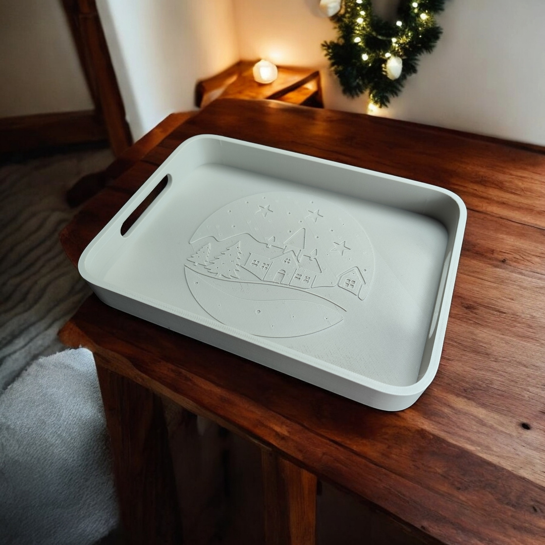 Winter Village Tablett, 3D gedruckt – 250 x 180 x 30 mm Winter Village Tablett, 3D gedruckt – 250 x 180 x 30 mm