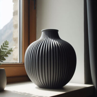 Moderne gerippte Vase mit rundem Bauch — 3D gedruckt (170 x 169 x 186 mm)