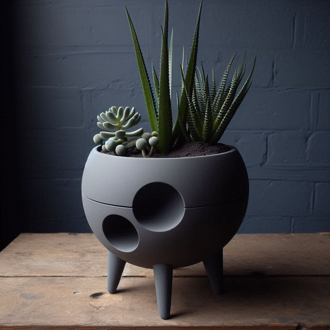 3D gedruckt: Blumentopf ‘We Landed’ (Mid-Century) – 229 x 229 x 219 mm 3D gedruckt: Blumentopf ‘We Landed’ (Mid-Century) – 229 x 229 x 219 mm