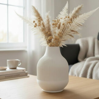 Moderne Vase mit verlaufenden Rippen – 3D gedruckt (160 x 160 x 215 mm)