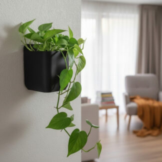 3D gedruckt – Minimalistischer wandmontierter rechteckiger Blumenkasten, 88 x 88 x 119 mm, PLA (schwarz)