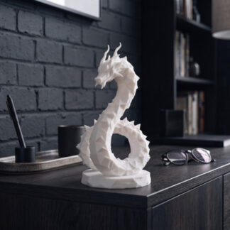 Skulptur #61 – Low-Poly Hydra-Drache, 3D gedruckt (60 x 53 x 103 mm)