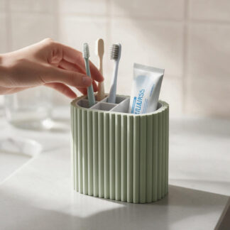 Ribbed Toothbrush Organizer mit separatem Einsatz – 3D gedruckt (117 x 71 x 110 mm)