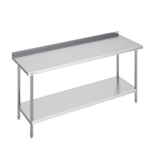 VEVOR Edelstahl-Arbeitstisch Gewerblicher Küchentisch 610x1829x914mm Silber