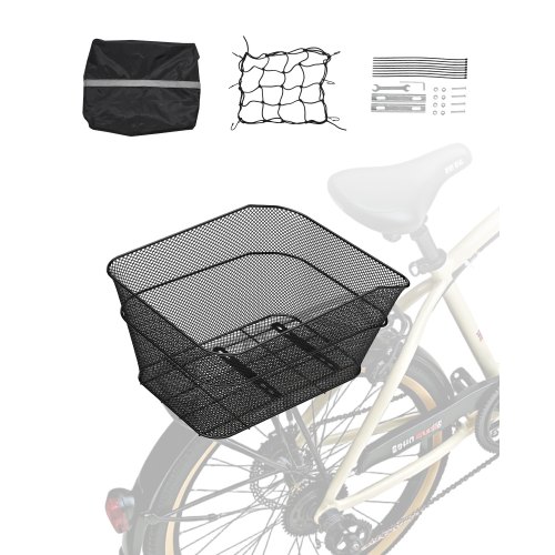 VEVOR Fahrradkorb hinten Hinterradkorb Gepäckträgerkorb Abdeckung 39x31x21cm