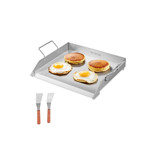 VEVOR Flache Grillplatte Grillpfanne Edelstahl BBQ Kochgeschirr 448x370mm