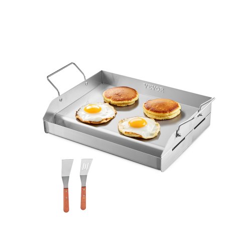 VEVOR Flache Grillplatte Grillpfanne Edelstahl BBQ Kochgeschirr 425x270mm