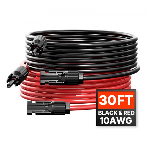VEVOR 2x Solarkabel Verlängerungskabel mit Buchsen-/Steckeranschlüssen 10AWG 9,14m