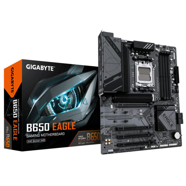 GIGABYTE B650 EAGLE Mainboard - AMD Ryzen 9000er-Serie, 12+2+2 Phasen VRM, bis zu 7600 MHz DDR5 (OC), 1xPCIe 5.0 + 2xPCIe 4.0 M.2, GbE LAN, USB 3.2 Gen 2