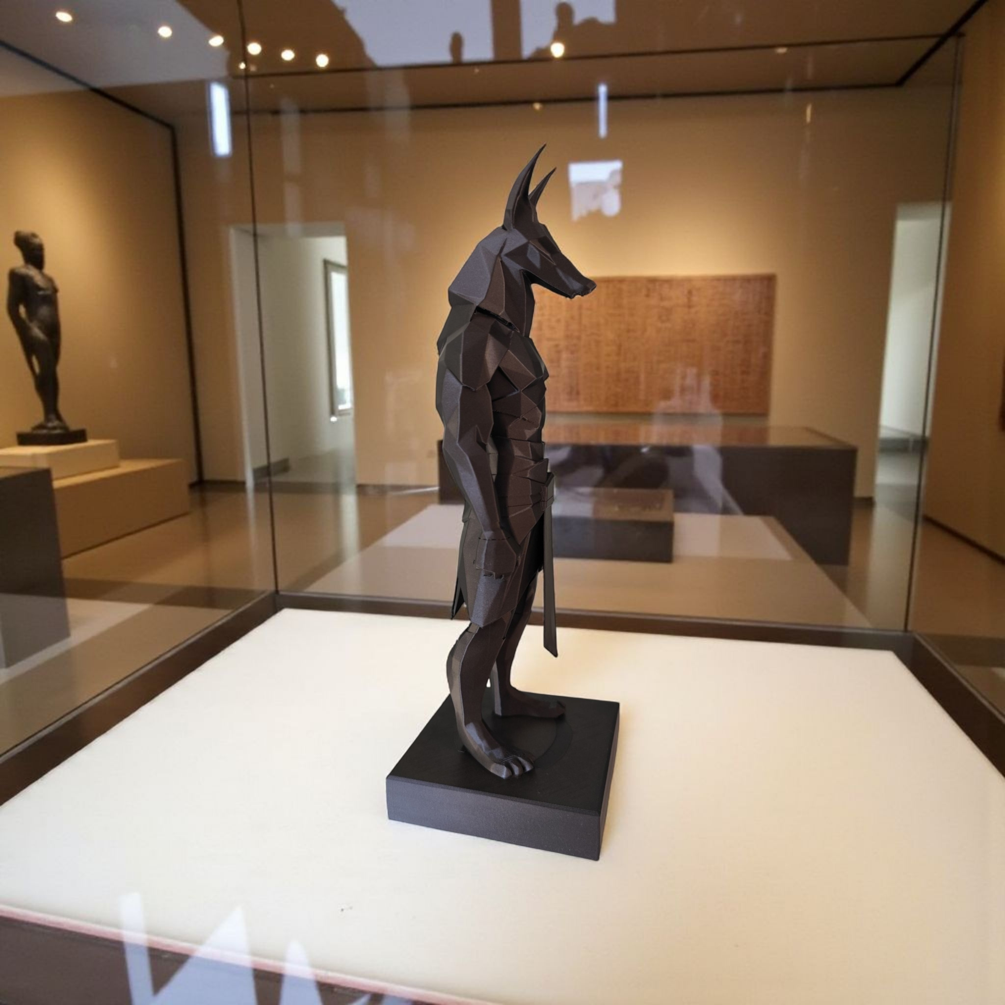 Sculpture #38 – Minimalistische Low-Poly-Anubis-Statue, 3D gedruckt (29 x 29 x 83 mm) – Bild 5