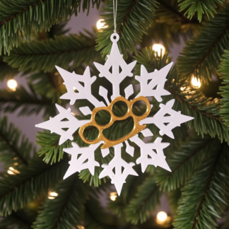 Weihnachtsbaum-Anhänger ‚Brass Knuckles‘ 121×118×3,5 mm — 3D gedruckt