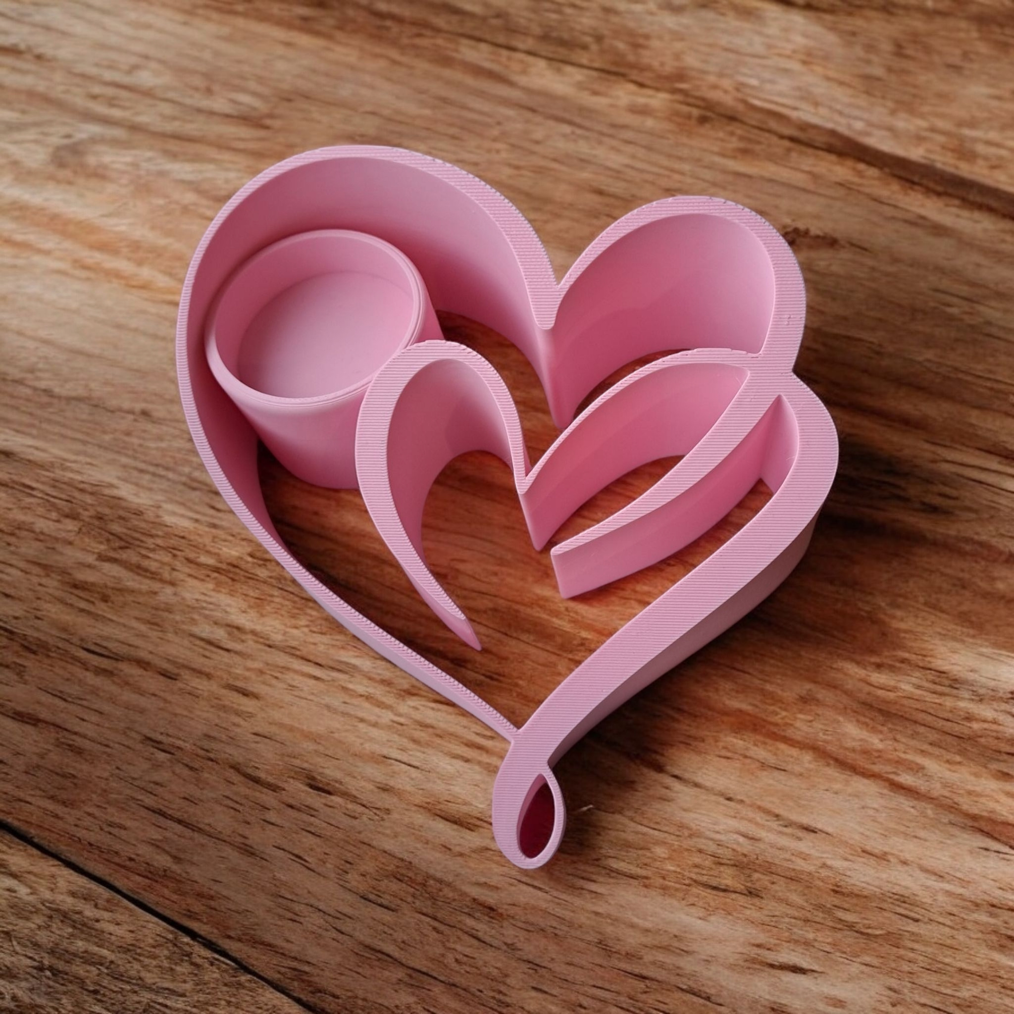 Valentinstag – Zwei Herzen, Ein Leuchten Teelichthalter (130 x 133 x 50 mm) – 3D gedruckt – Bild 3