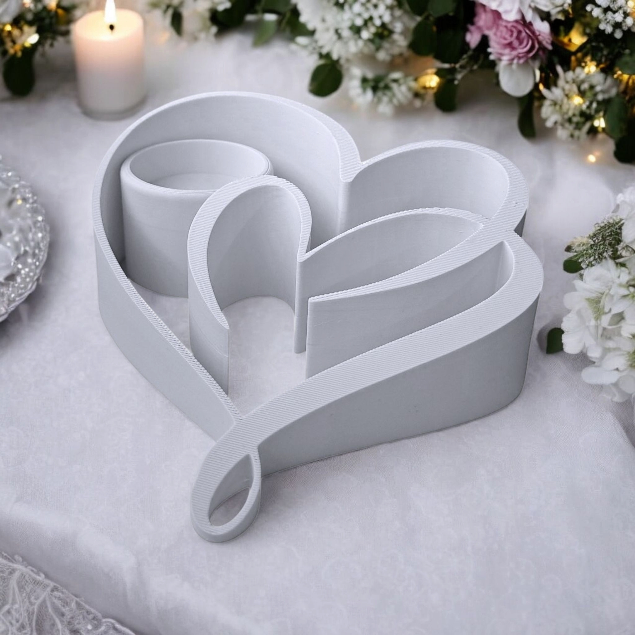 Valentinstag – Zwei Herzen, Ein Leuchten Teelichthalter (130 x 133 x 50 mm) – 3D gedruckt – Bild 5