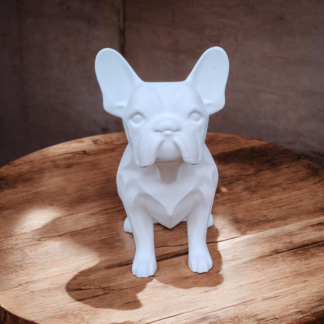 Französische Bulldogge Skulptur – Minimalistisch, 3D gedruckt, 190×182×110 mm