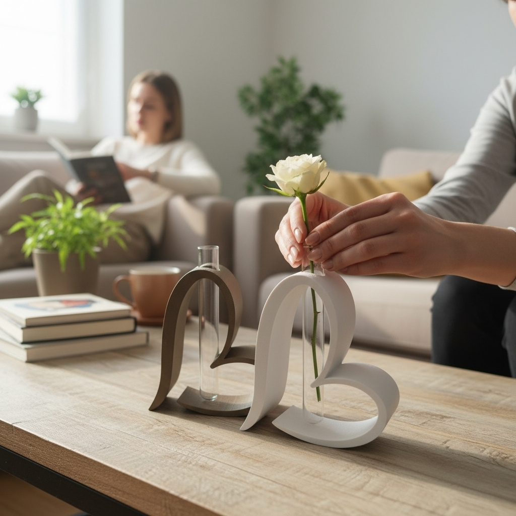 Herzförmige Vase mit Reagenzglas, 6 x 6 x 50 mm — 3D gedruckt – Bild 5