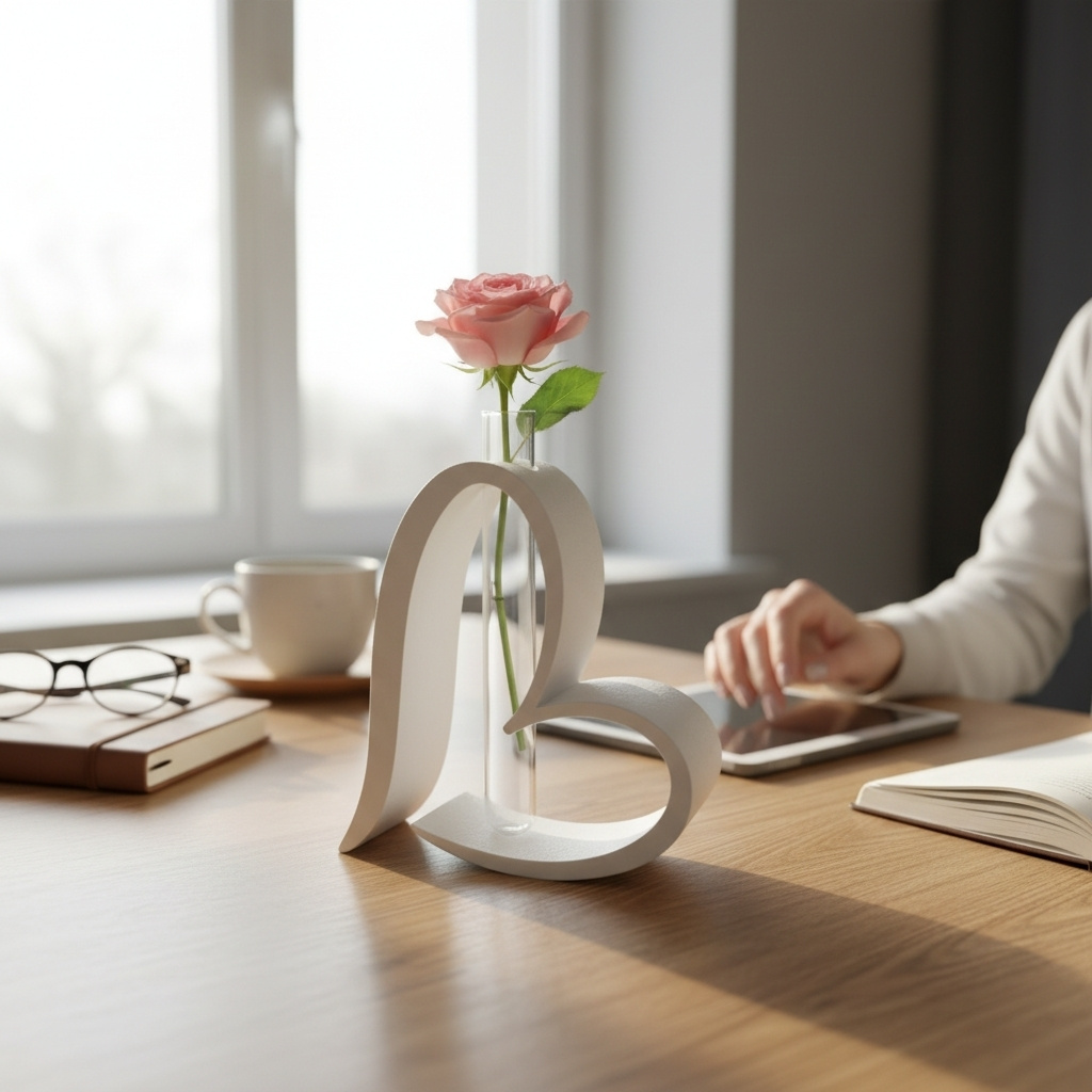 Herzförmige Vase mit Reagenzglas, 6 x 6 x 50 mm — 3D gedruckt – Bild 6
