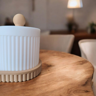 Geripptes Organizer-Set – Tablett 182×87×15 mm & Dose mit Deckel 76×76×70 mm, 3D gedruckt