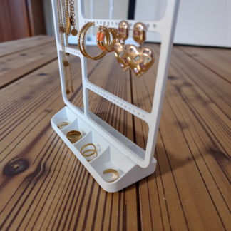 Moderner Schmuck-Organizer 3D gedruckt – 200×200×70 mm (weißes PLA)