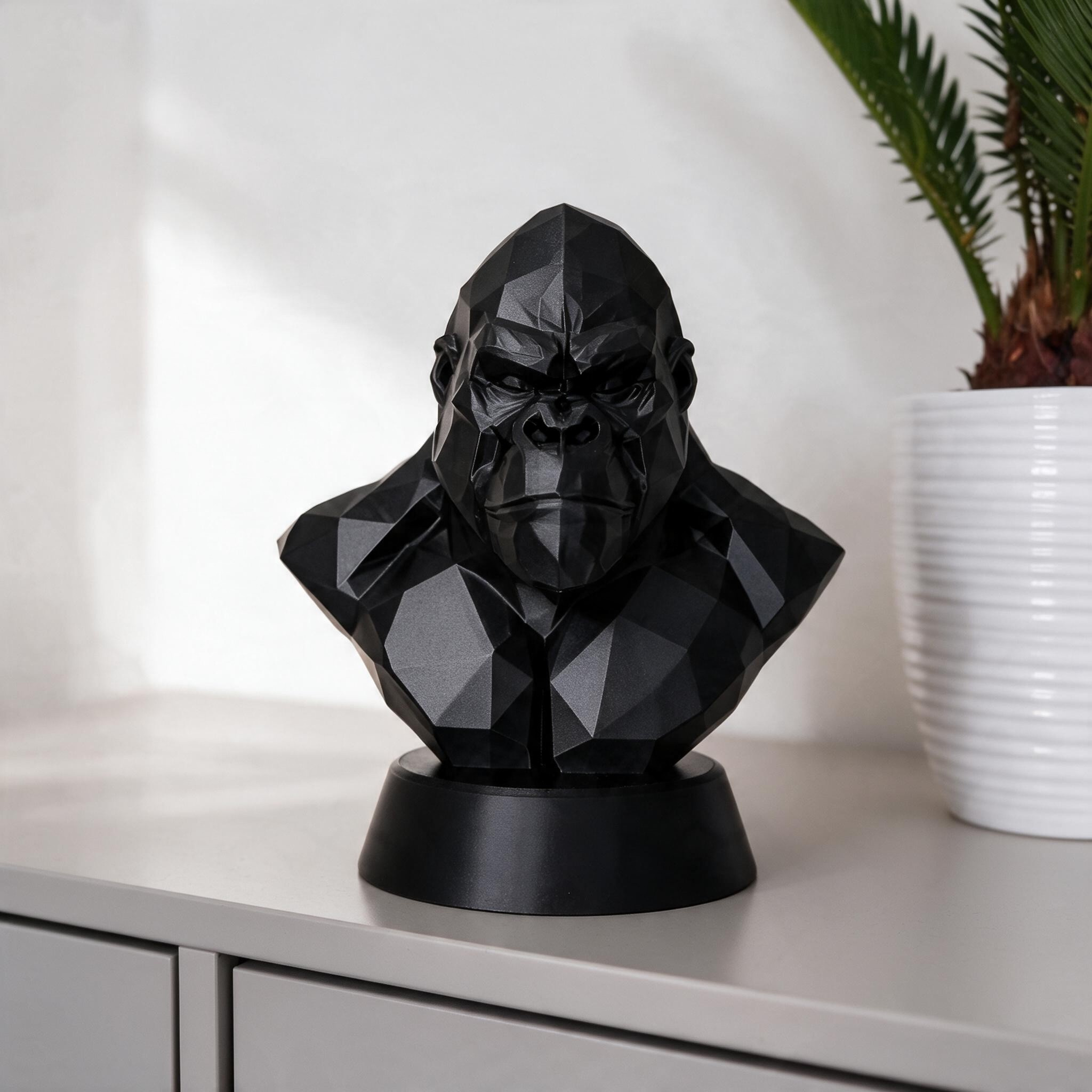 Low-Poly-Büste „King of the Jungle“ – Kong, 3D gedruckt (107 × 78 × 112 mm) – Bild 2