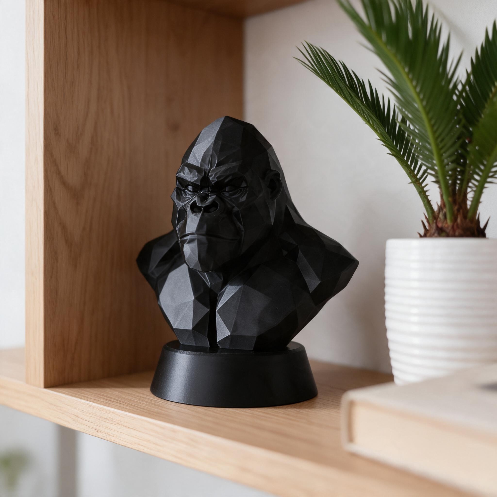 Low-Poly-Büste „King of the Jungle“ – Kong, 3D gedruckt (107 × 78 × 112 mm) – Bild 3