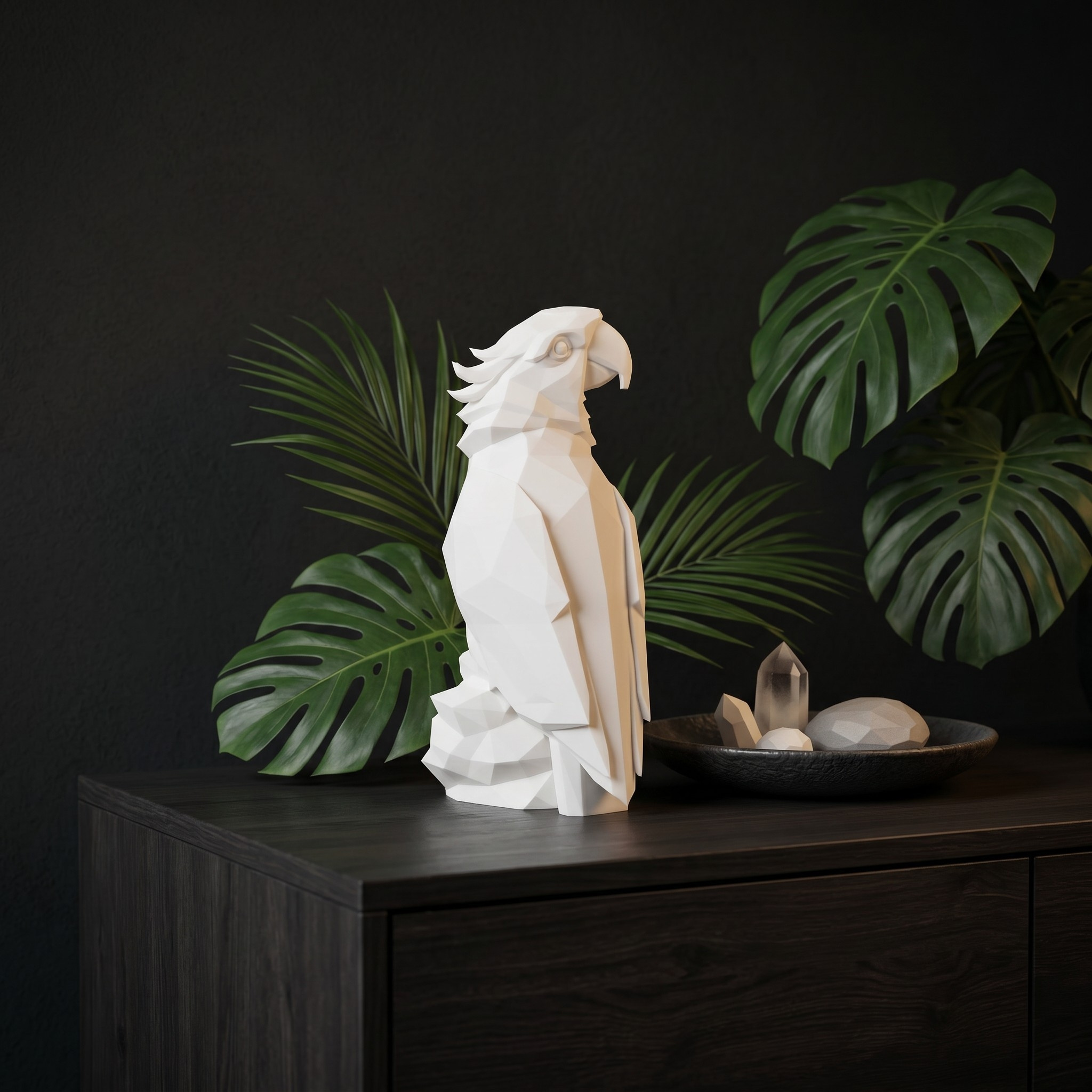 Skulptur Nr.60 – Low Poly Papagei, 3D gedruckt (24 x 33 x 60 mm) – Bild 4